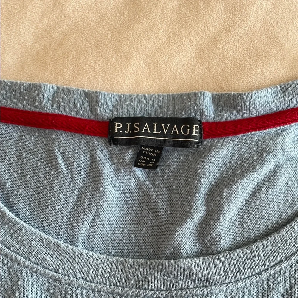 PJ Salvage Blue and White Pajama Set Soft and Relaxed Fit Top-M Bottoms - L - Picture 7 of 10